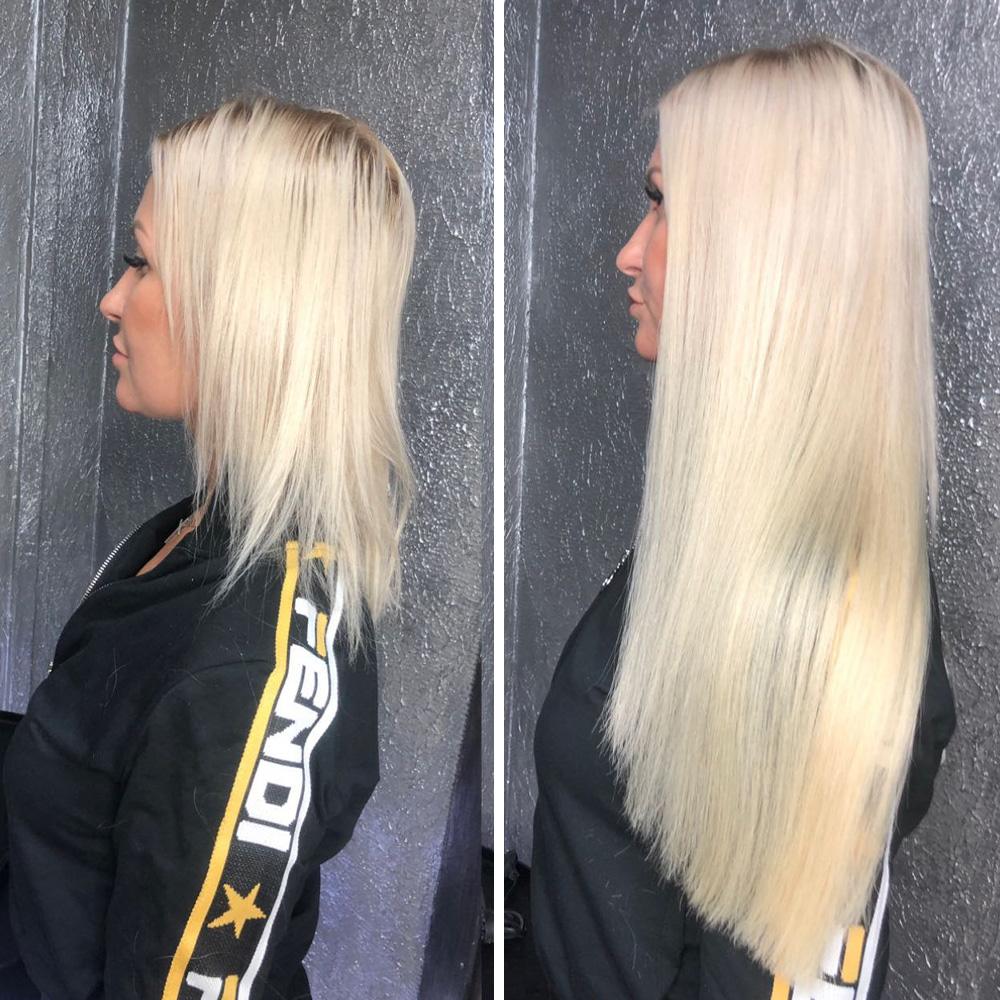 Hair extensions in koh samui before and after picture blond platinum